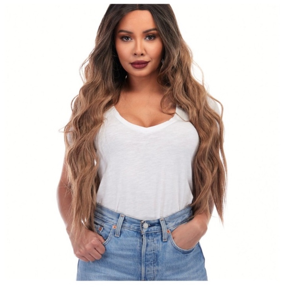 BELLAMI ALEXA BROWN SYNTHETIC LACE FRONT CAP WIG 32 INCHES LONG NWT